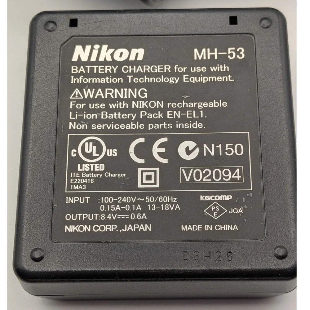 Nikon Battery Charger Unisex OS Black Good MH-53 EN-EL1 Li-ion with Cord
